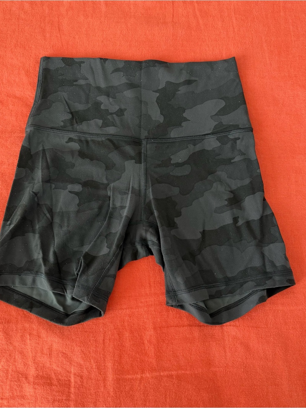 Lululemon Black Camo High-Waist Bike Shorts